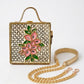 Mini Floral Lippan Art Handcrafted Square Box Bag