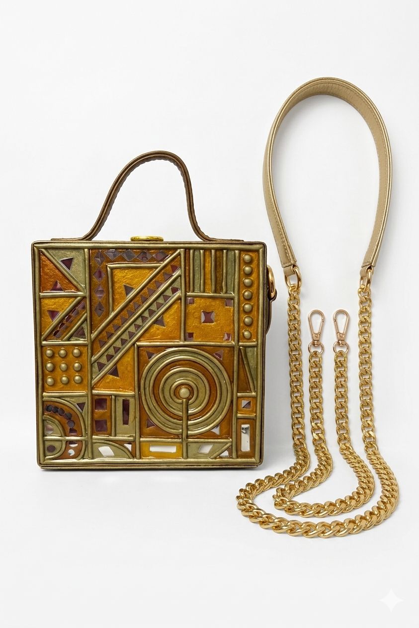 Mini Party Lippan Art Handcrafted Square Box Bag