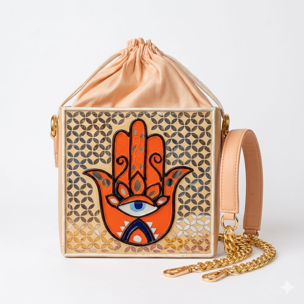 Peach Hamsa Medium Lippan Art Potli Sling
