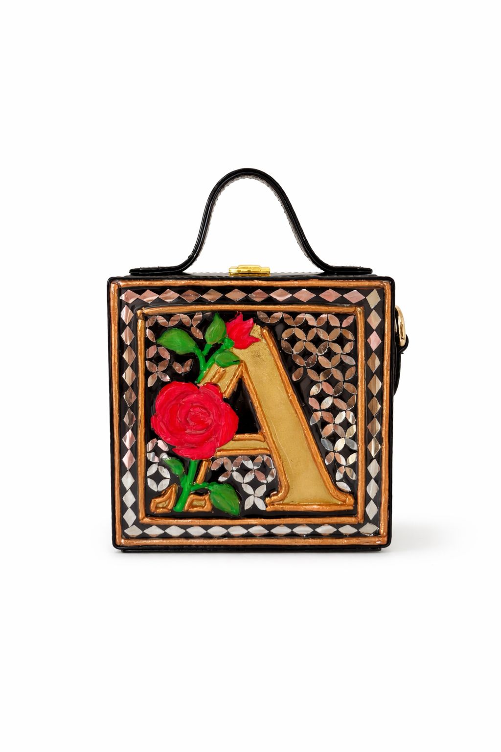 Monogram Mini Stylish  Lippan Art Handcrafted Box Sling Bag ( Fits in Flip Phone only )