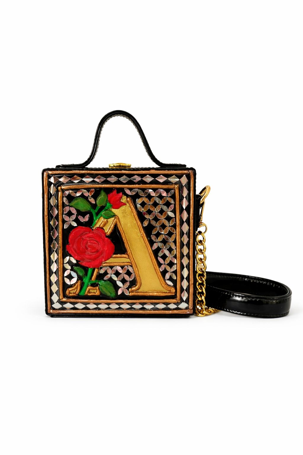 Monogram Mini Stylish  Lippan Art Handcrafted Box Sling Bag ( Fits in Flip Phone only )