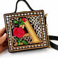 Monogram Mini Stylish  Lippan Art Handcrafted Box Sling Bag ( Fits in Flip Phone only )