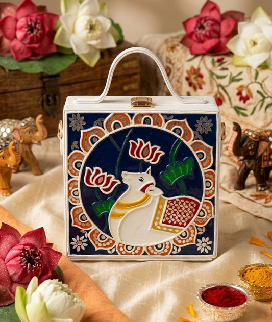 Pichwai Lippan Art Handcrafted Box Bag