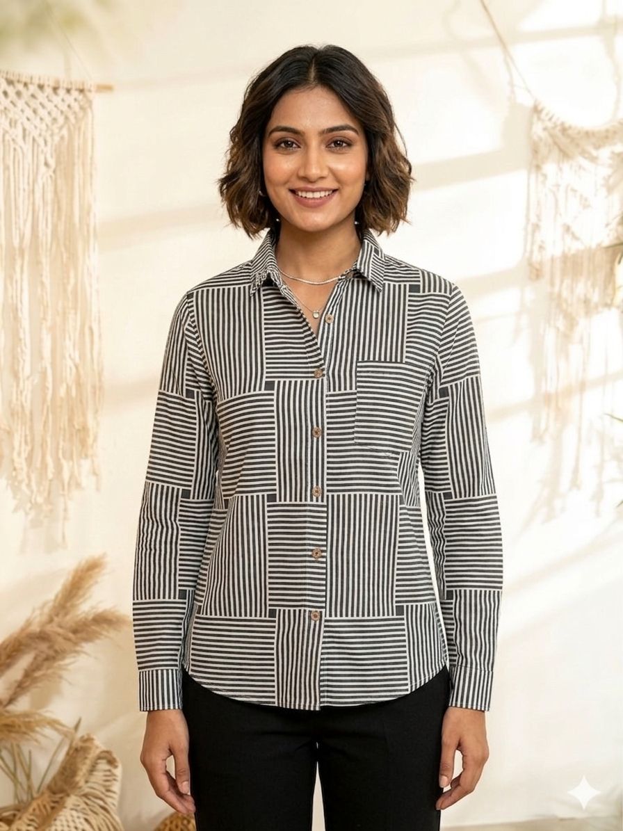 Black Stripes Full Sleeves Unisex Shirt