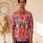 Red Ikkat  Full Sleeves Unisex Shirt