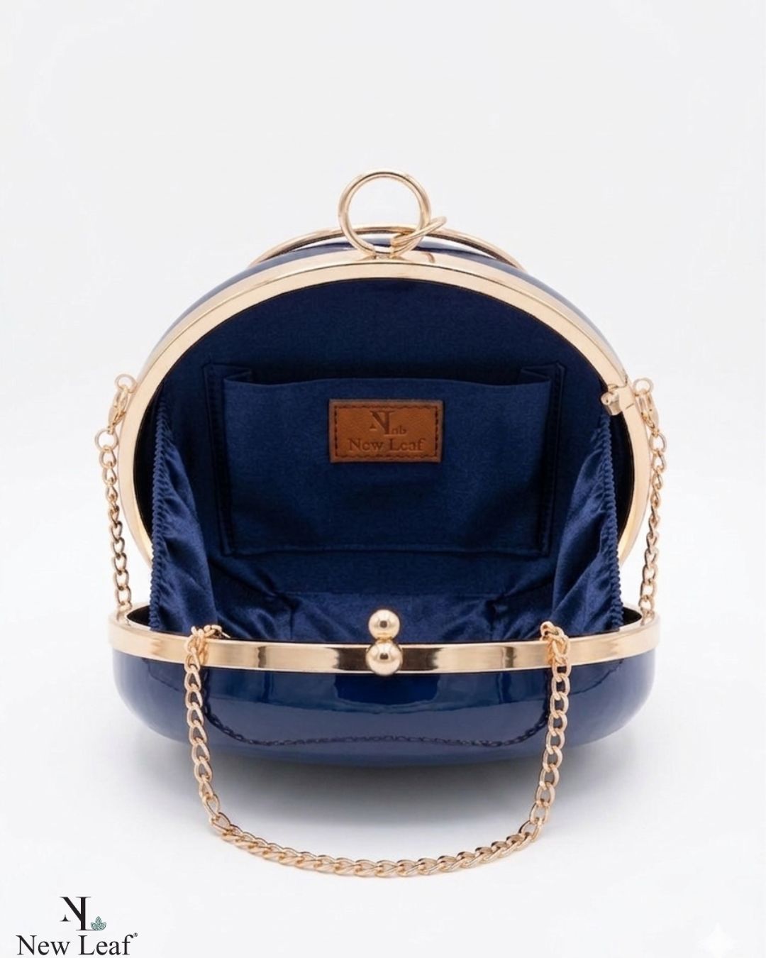 New Leaf Navy Blue Circle Clutch Sling – Plain Handcrafted Bag