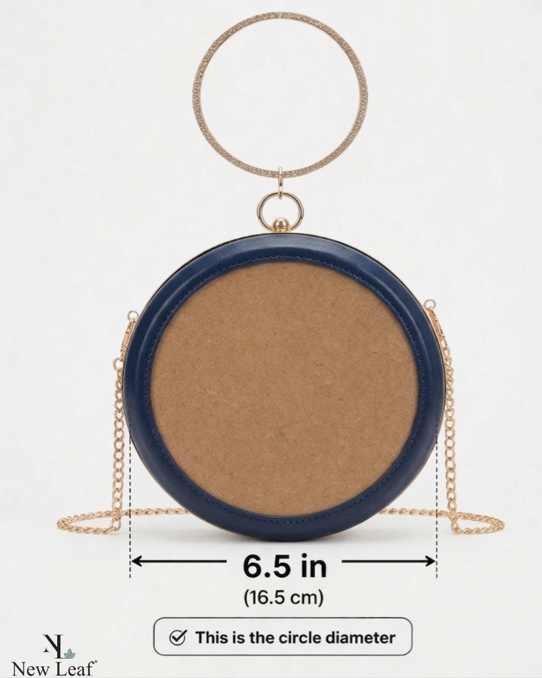 New Leaf Navy Blue Circle Clutch Sling – Plain Handcrafted Bag