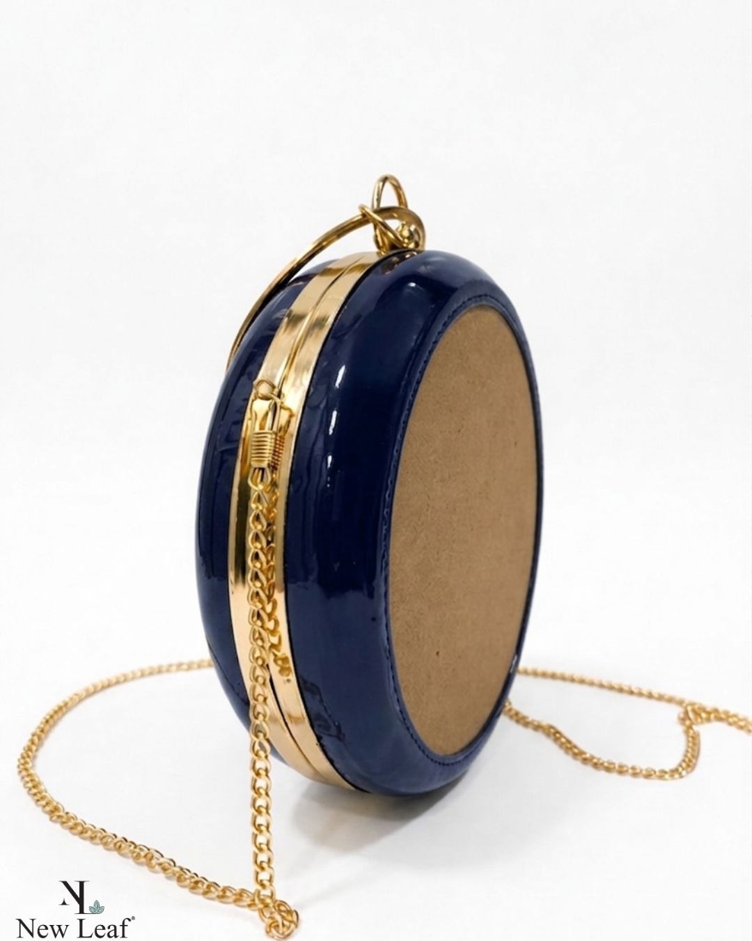 New Leaf Navy Blue Circle Clutch Sling – Plain Handcrafted Bag