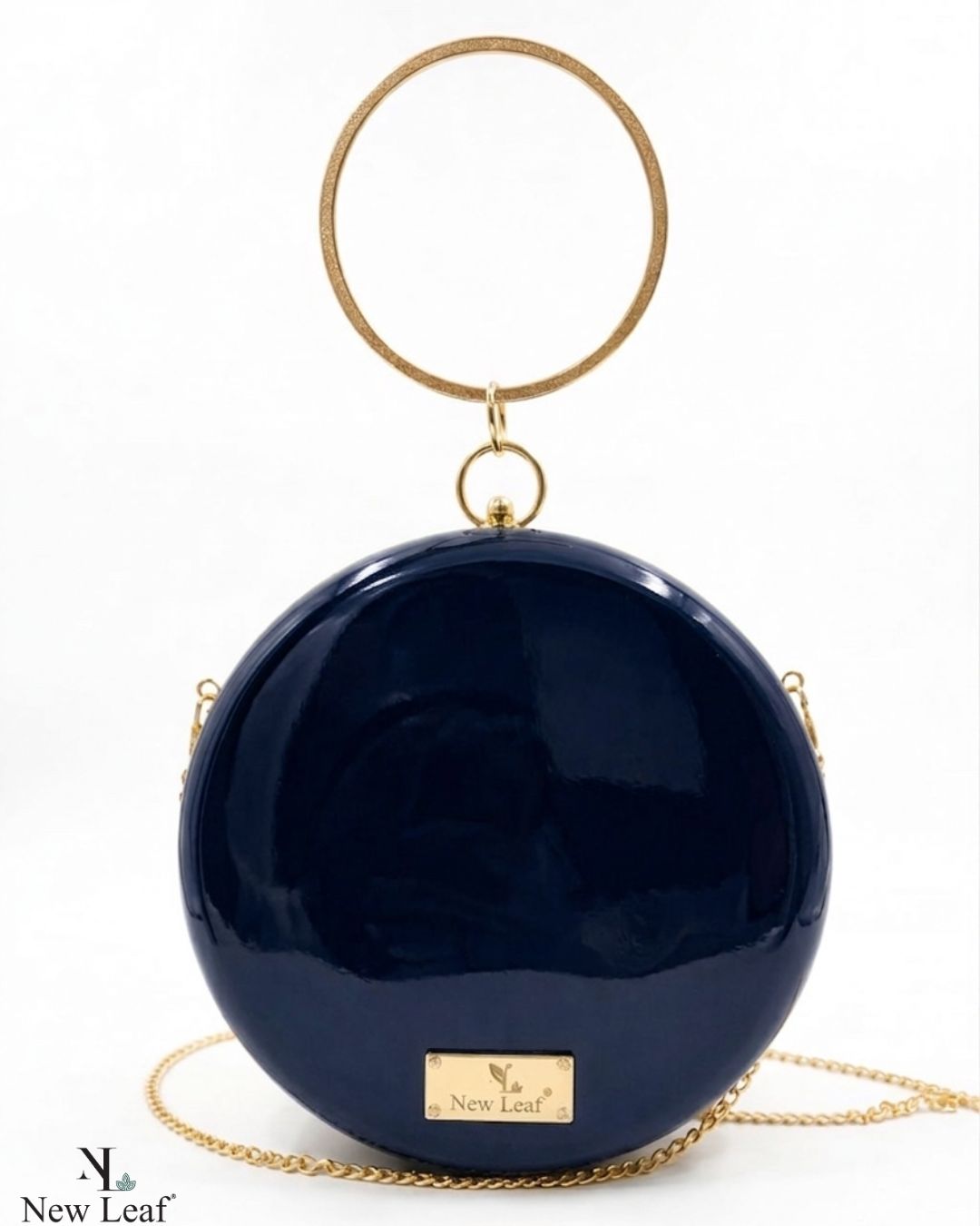 New Leaf Navy Blue Circle Clutch Sling – Plain Handcrafted Bag