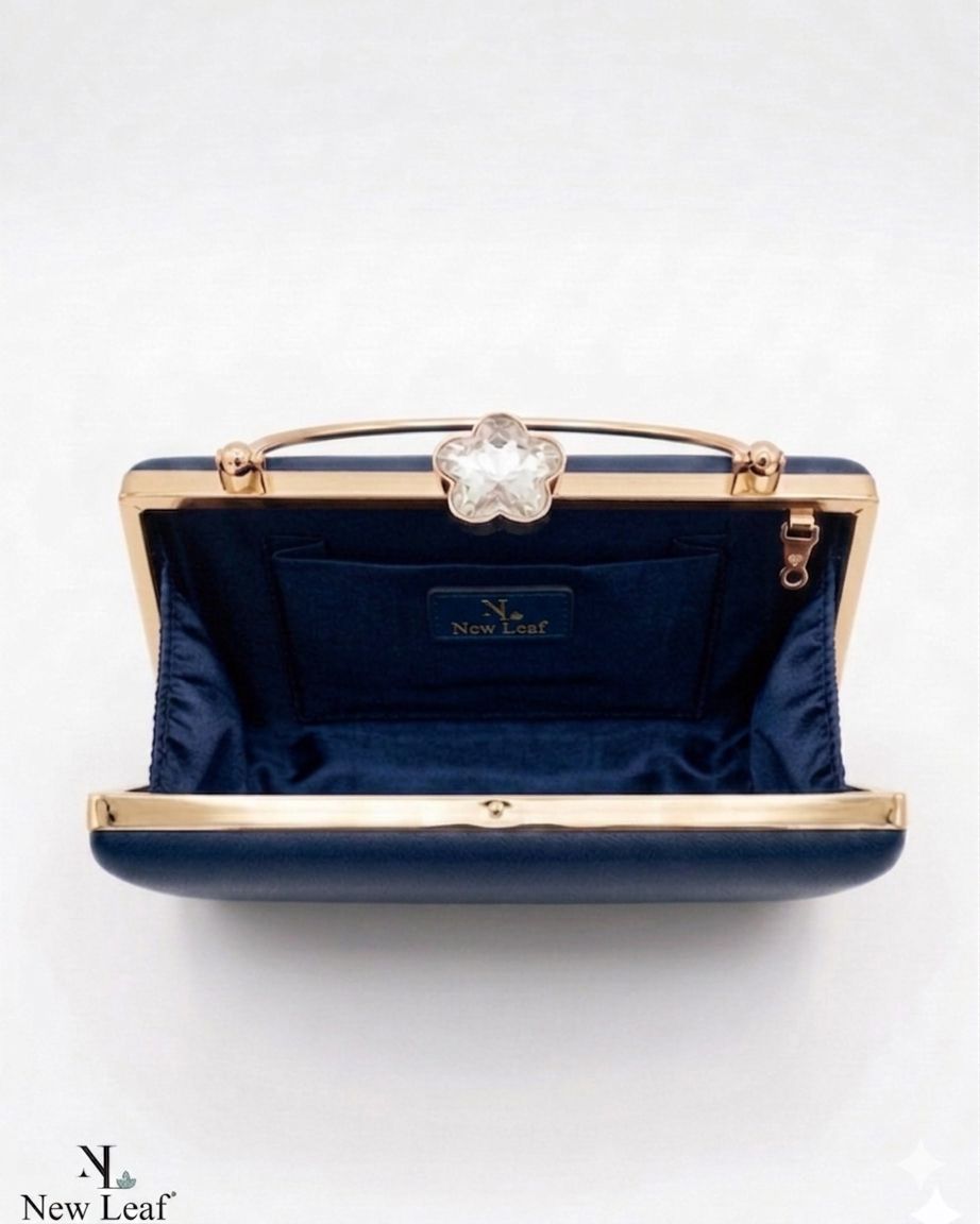 Navy Blue Trapezium Clutch Sling – Plain Handcrafted Bag