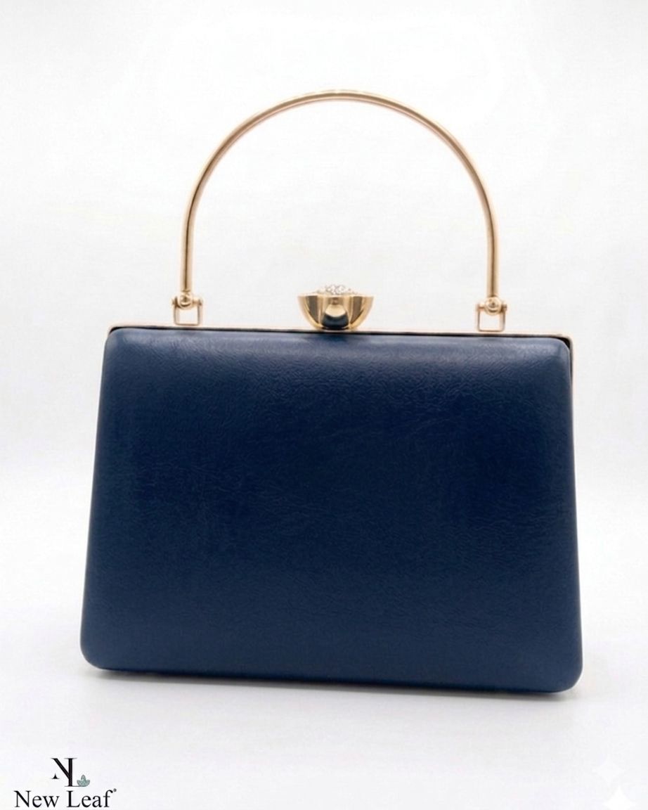 Navy Blue Trapezium Clutch Sling – Plain Handcrafted Bag