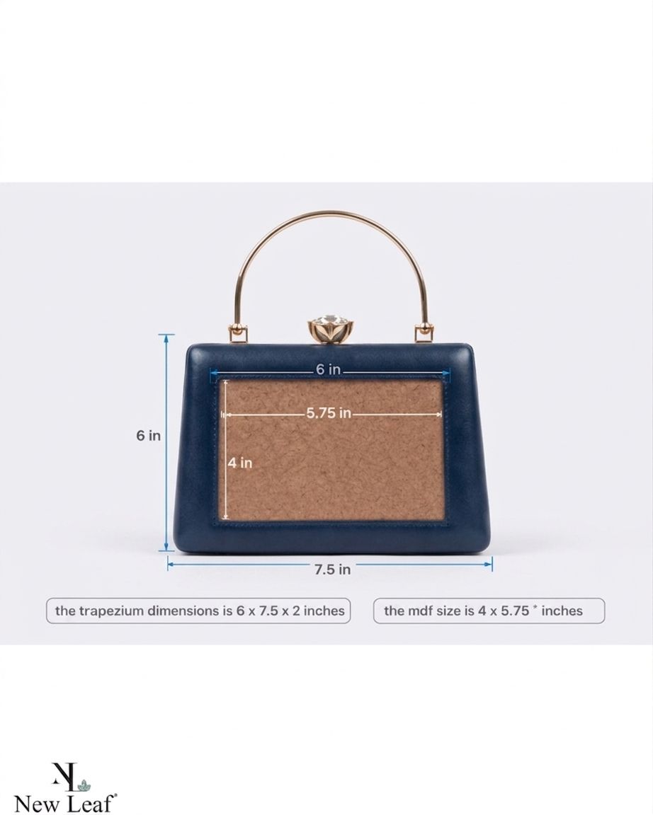 Navy Blue Trapezium Clutch Sling – Plain Handcrafted Bag