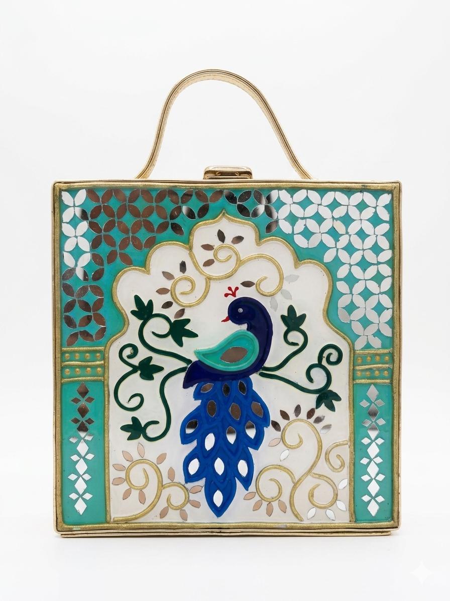 Royal Peacock Lippan Art Box Bag Sling