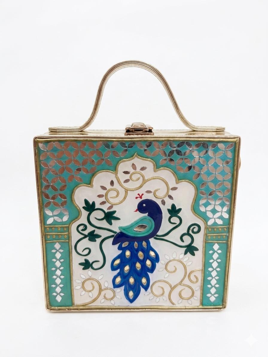 Royal Peacock Lippan Art Box Bag Sling