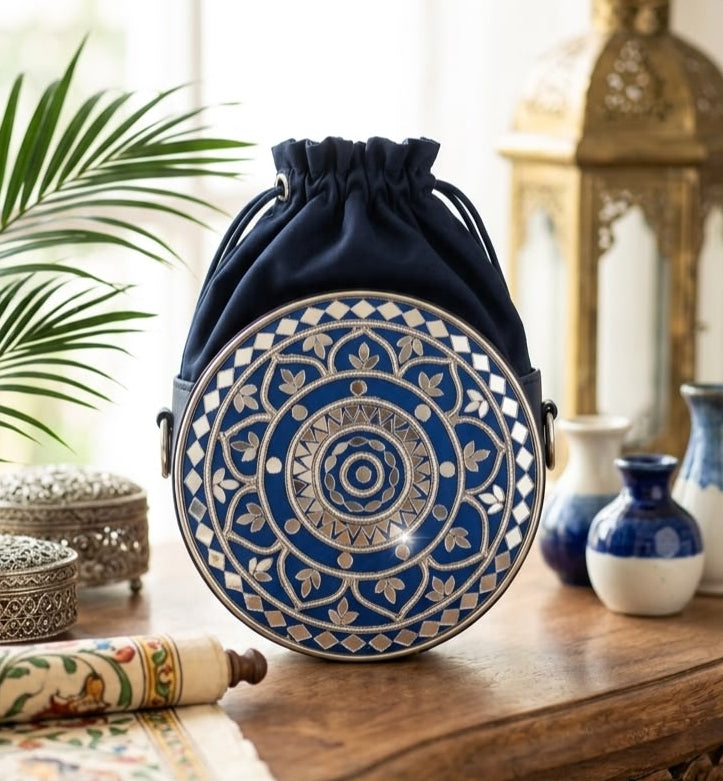 Blue Noor Medium Mandala Lippan Art Circle Sling