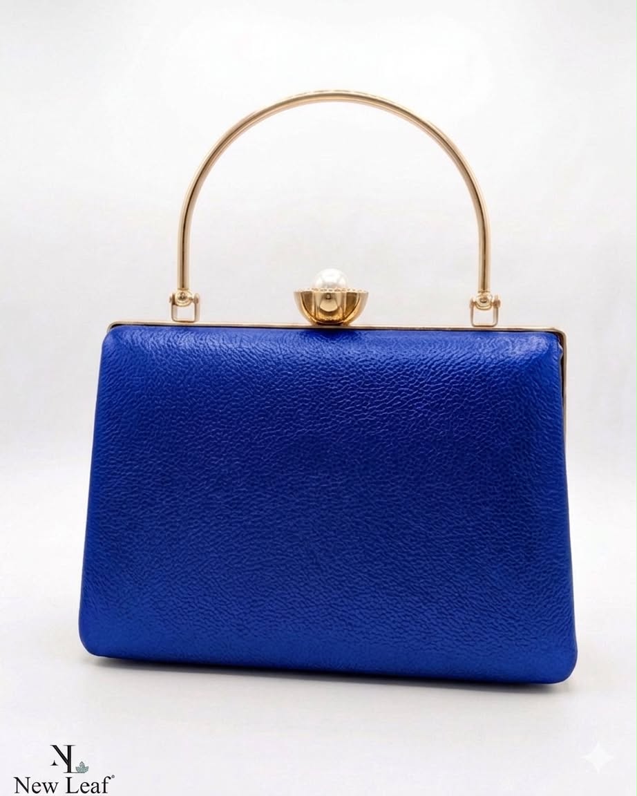 Blue Trapezium Clutch Sling – Plain Handcrafted Bag