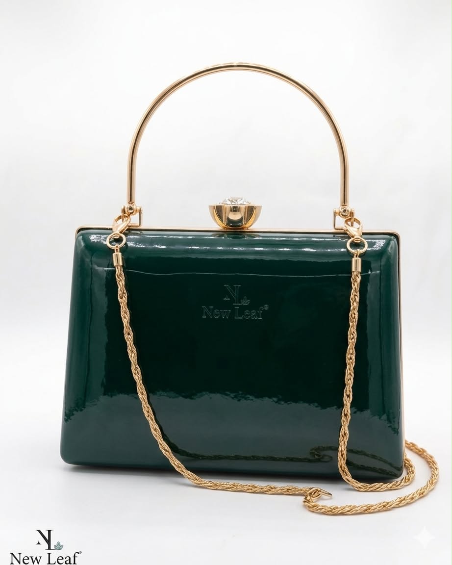 Green Trapezium Clutch Sling – Plain Handcrafted Bag