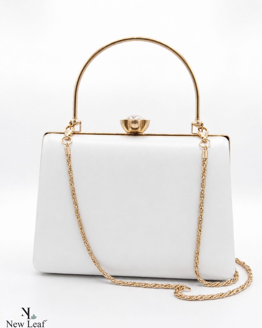 White Trapezium Clutch Sling – Plain Handcrafted Bag