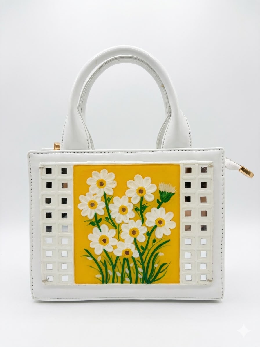 Daisy Handcrafted Lippan Art Handbag/ Sling