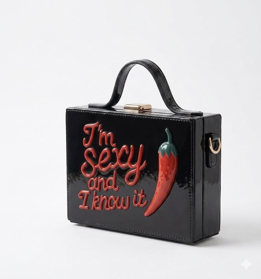 Mirchi Rectangle Lippan Art Box Bag