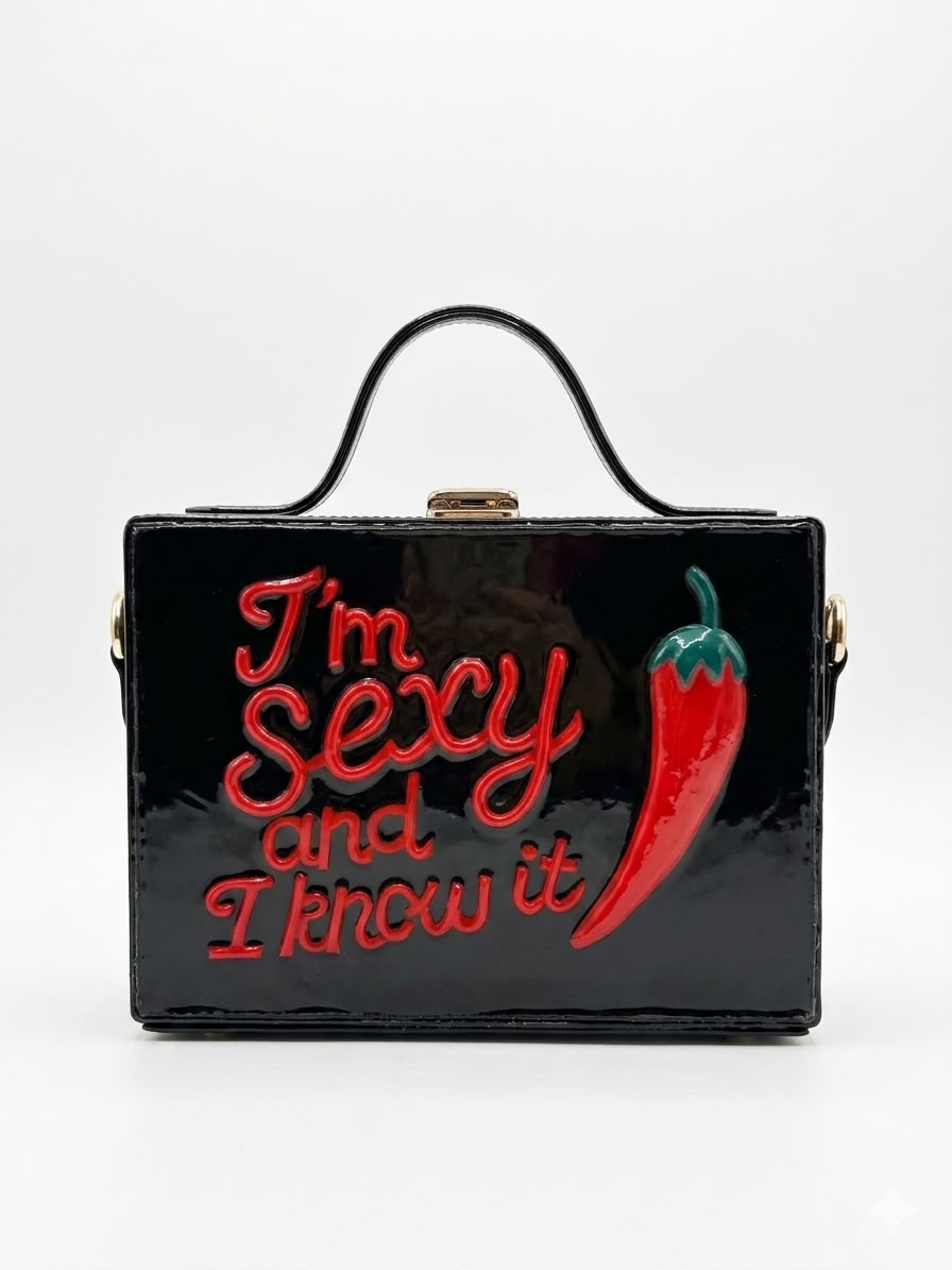 Mirchi Rectangle Lippan Art Box Bag