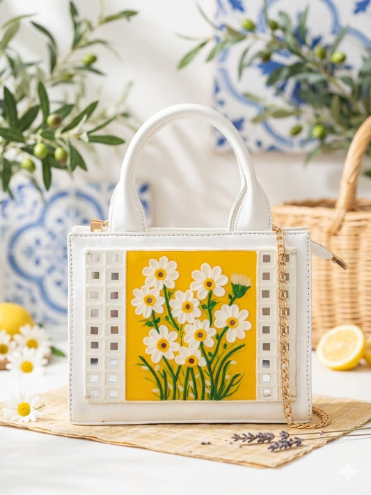 Daisy Handcrafted Lippan Art Handbag/ Sling