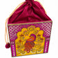 Pink Golden Charm Peacock Lippan Art  Medium Potli Sling