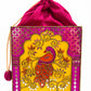 Pink Golden Charm Peacock Lippan Art  Medium Potli Sling