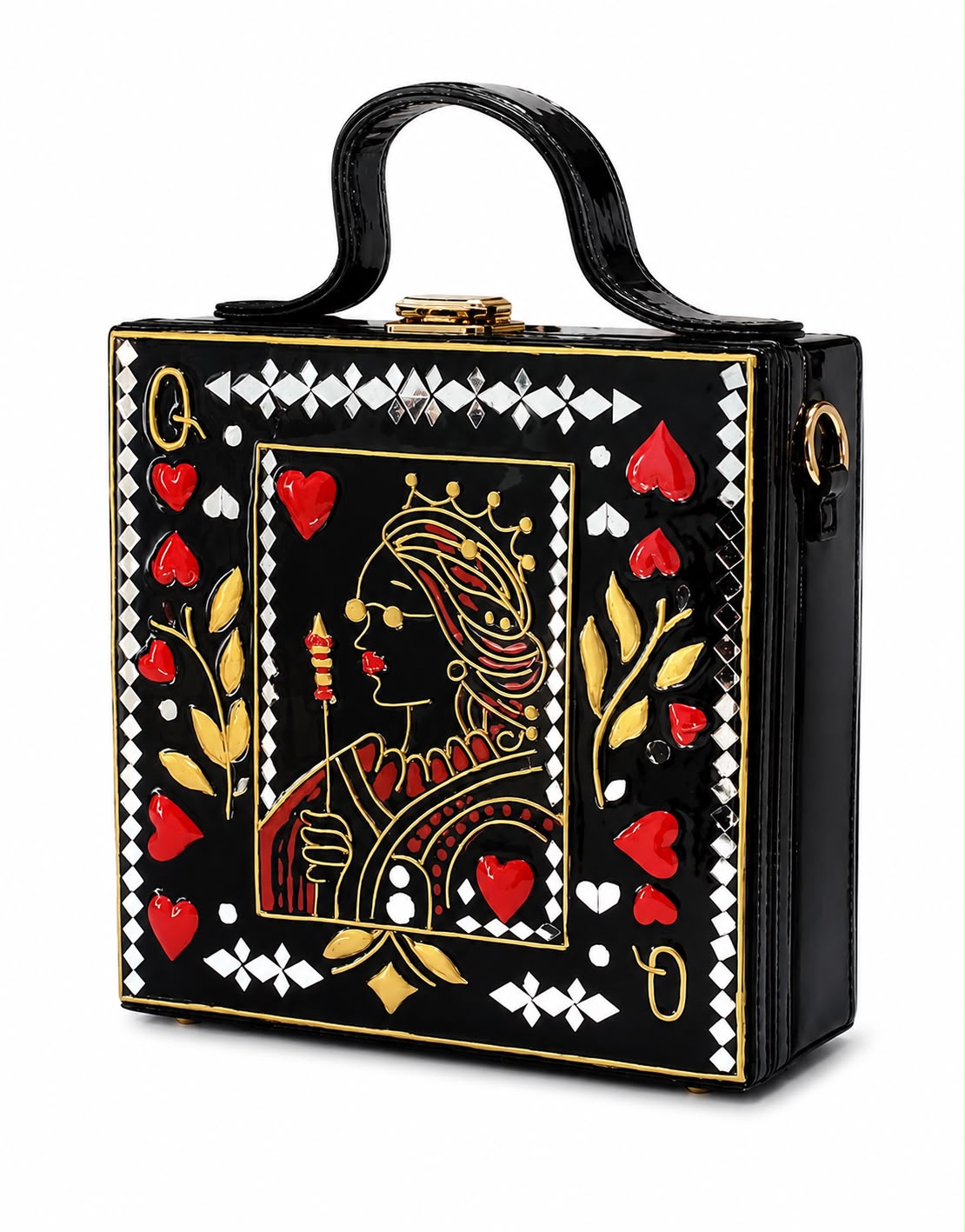Queen Of Hearts Lippan Art Box Bag Sling