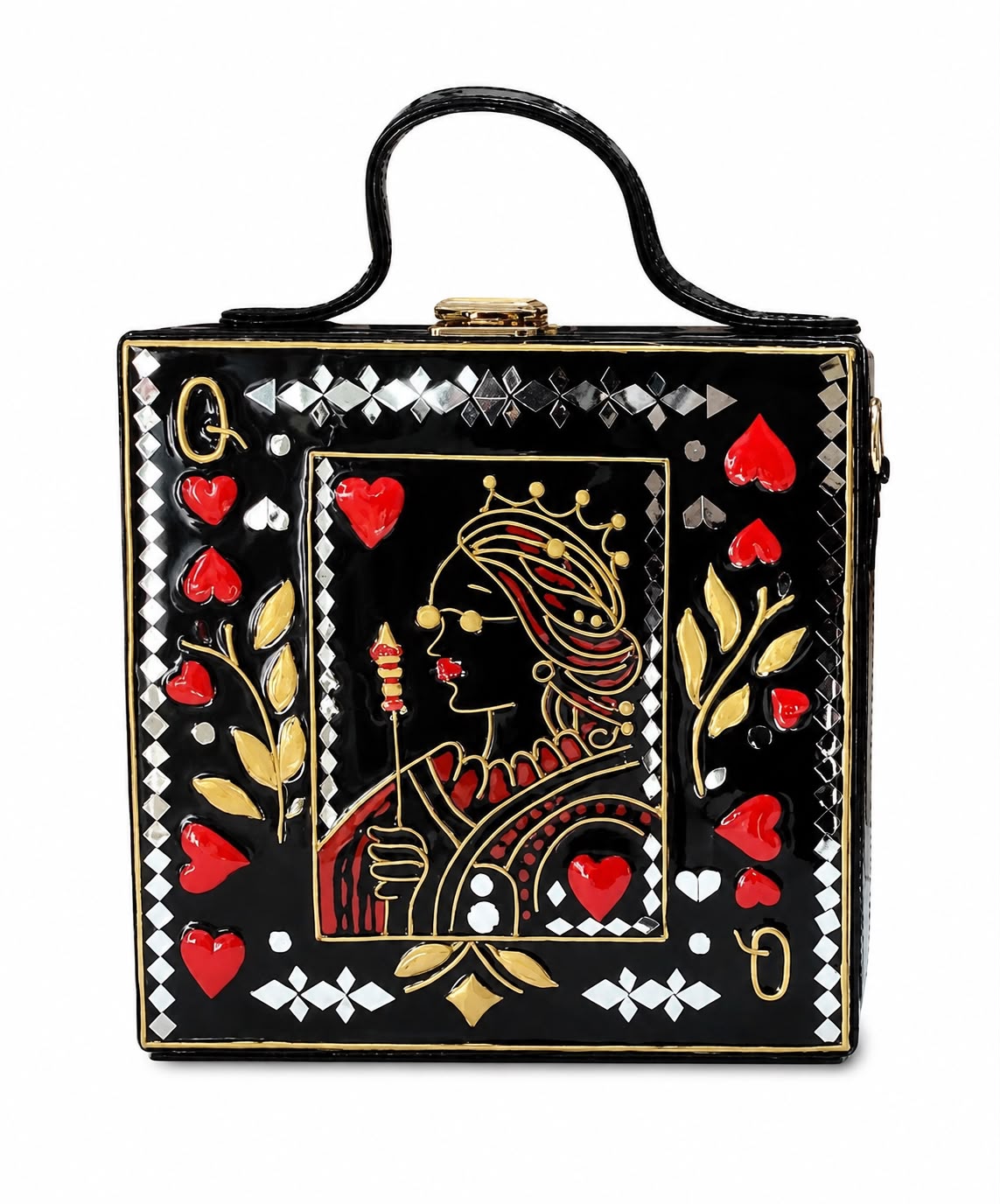 Queen Of Hearts Lippan Art Box Bag Sling
