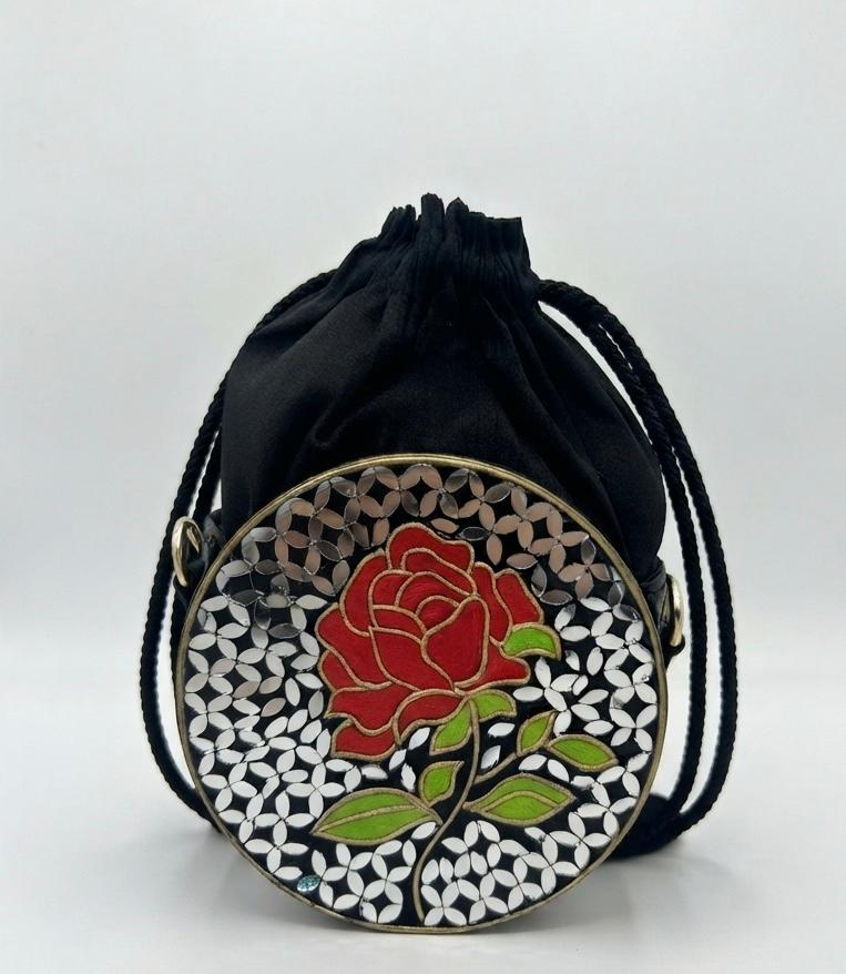 Midnight Rose Lippan Art Medium Potli Sling Bag
