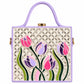 Dual Tone Tulip Blush Handcrafted Lippan Art Box Bag
