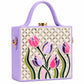 Dual Tone Tulip Blush Handcrafted Lippan Art Box Bag