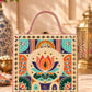 Pastel Lotus Charm Handcrafted Lippan Art Box Bag