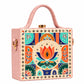Pastel Lotus Charm Handcrafted Lippan Art Box Bag