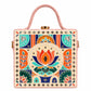 Pastel Lotus Charm Handcrafted Lippan Art Box Bag