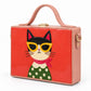 Retro Cat Handcrafted Lippan Art Rectangle Box Sling Bag