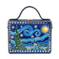 Starry Night Handcrafted Lippan Art Rectangle Box Sling Bag