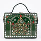 Christmas Tree Charm Handcrafted Lippan Art Box Bag