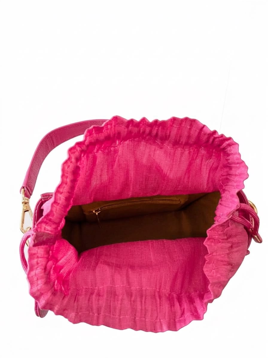 New Leaf Pink Semi-Circle Potli Sling – Plain Handcrafted Bag