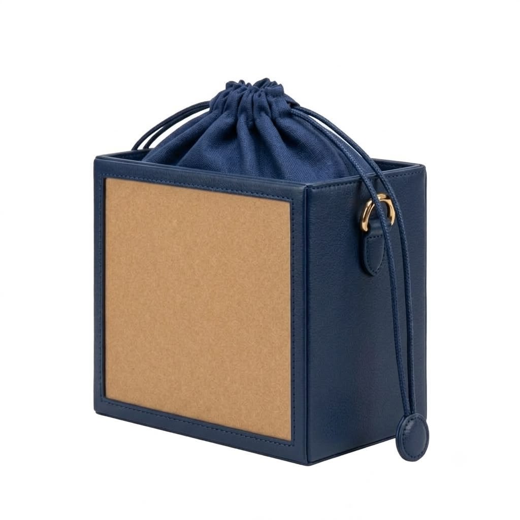 New Leaf Navy Blue  Square Potli Sling – Plain Handcrafted Bag