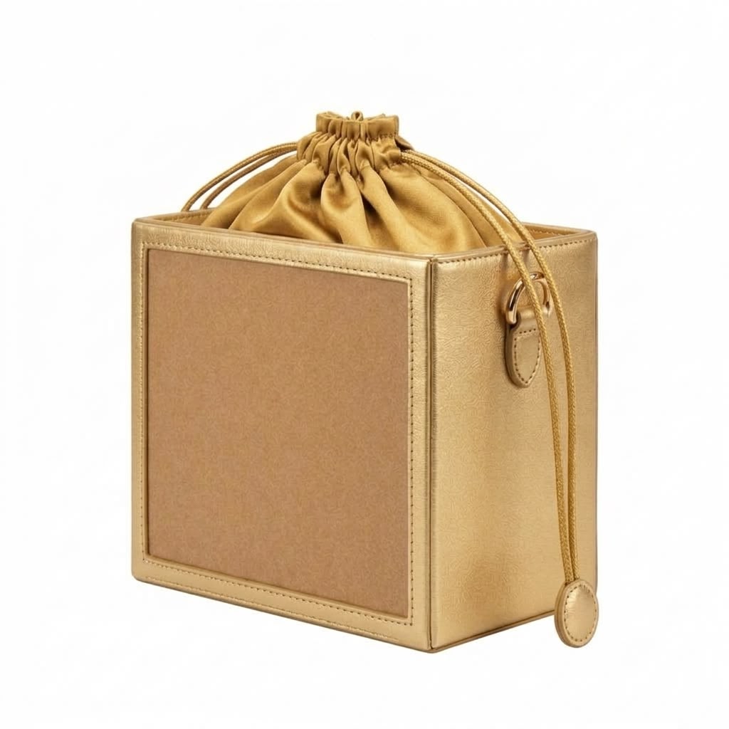 New Leaf Golden Square Potli Sling – Plain Handcrafted Bag
