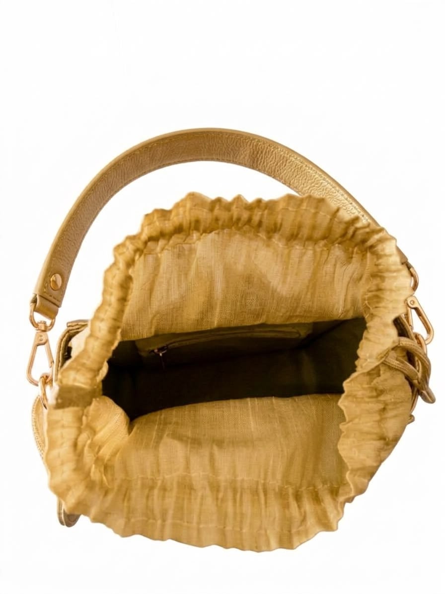 New Leaf Golden Square Potli Sling – Plain Handcrafted Bag