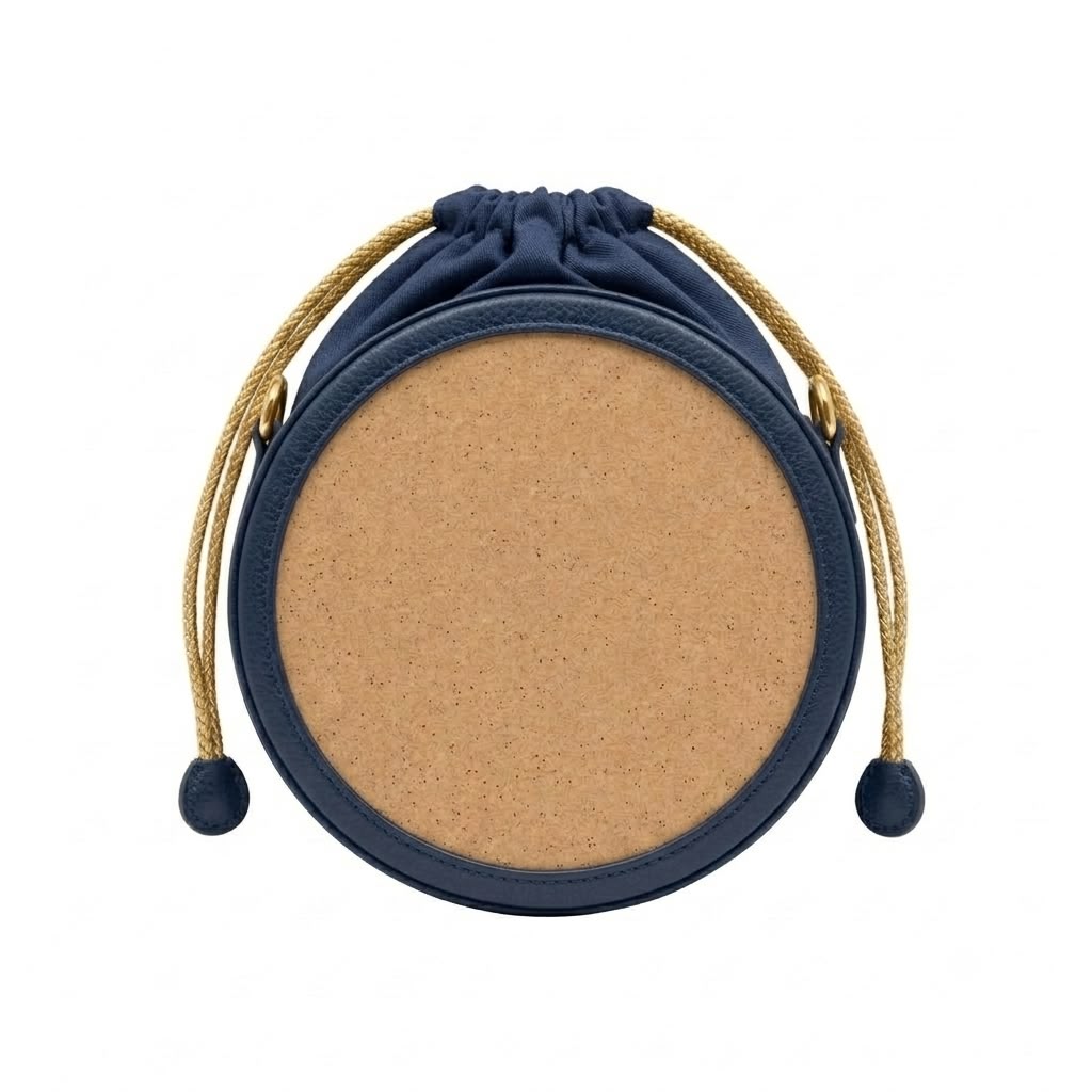 New Leaf Navy Blue Circle Potli Sling – Plain Handcrafted Bag