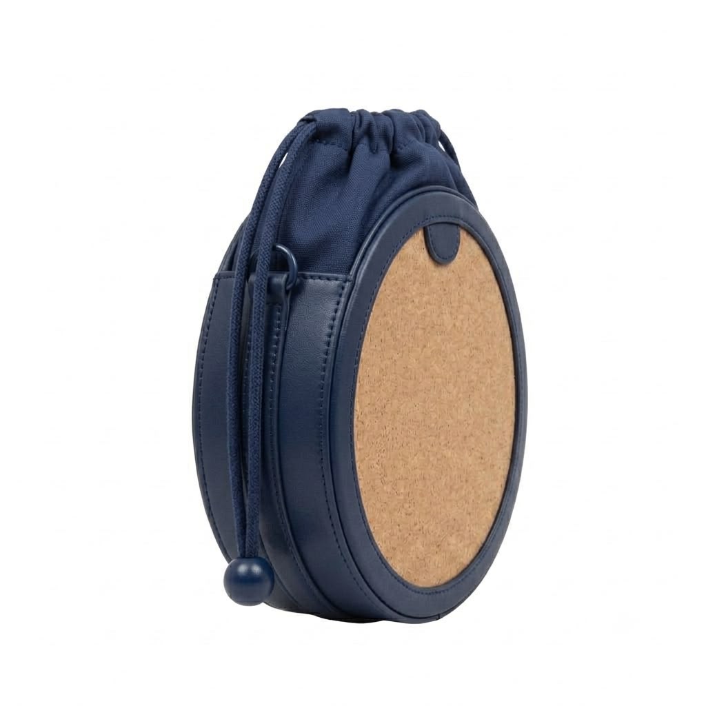 New Leaf Navy Blue Circle Potli Sling – Plain Handcrafted Bag