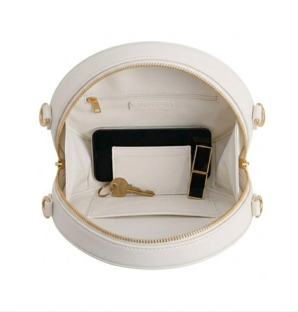 New Leaf White Circle Handbag / Sling – Plain Handcrafted Bag