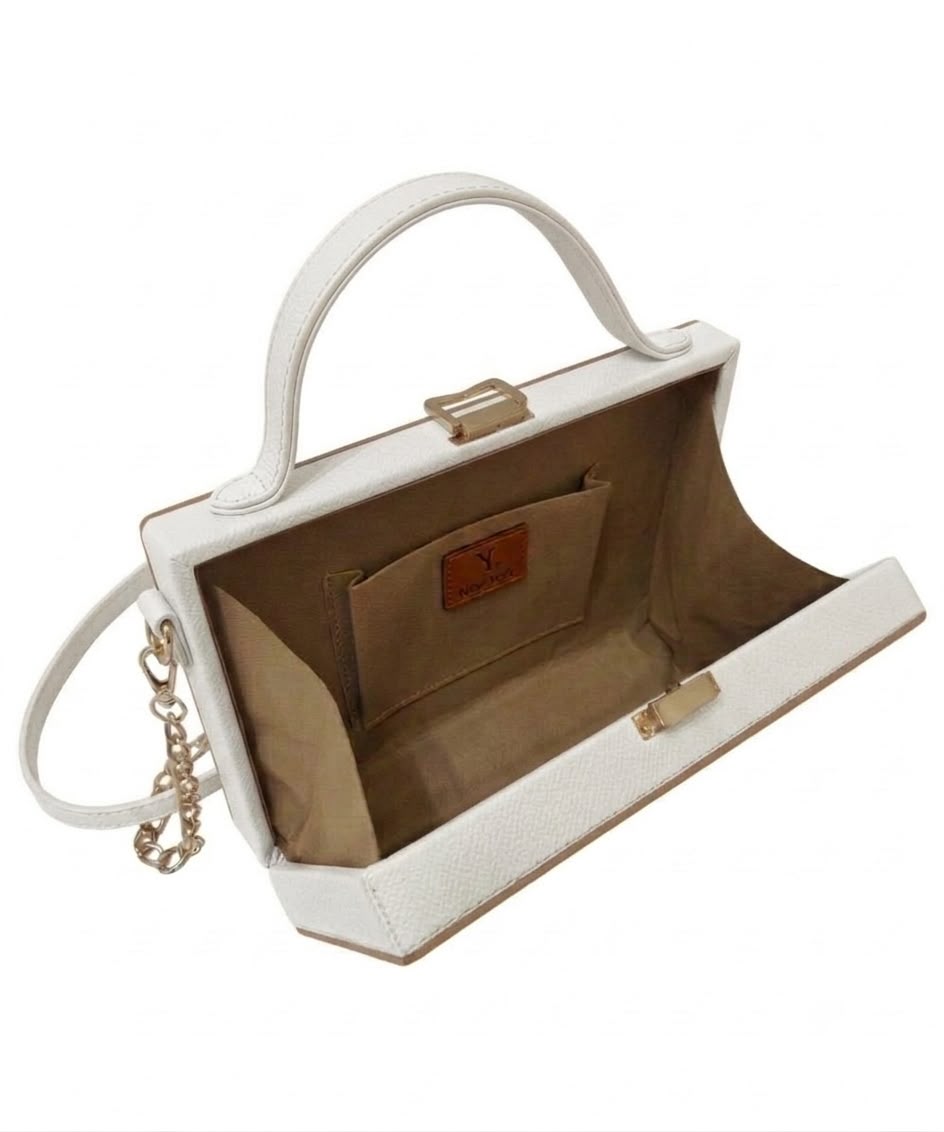New Leaf White Rectangle Box Sling – Plain Handcrafted Bag
