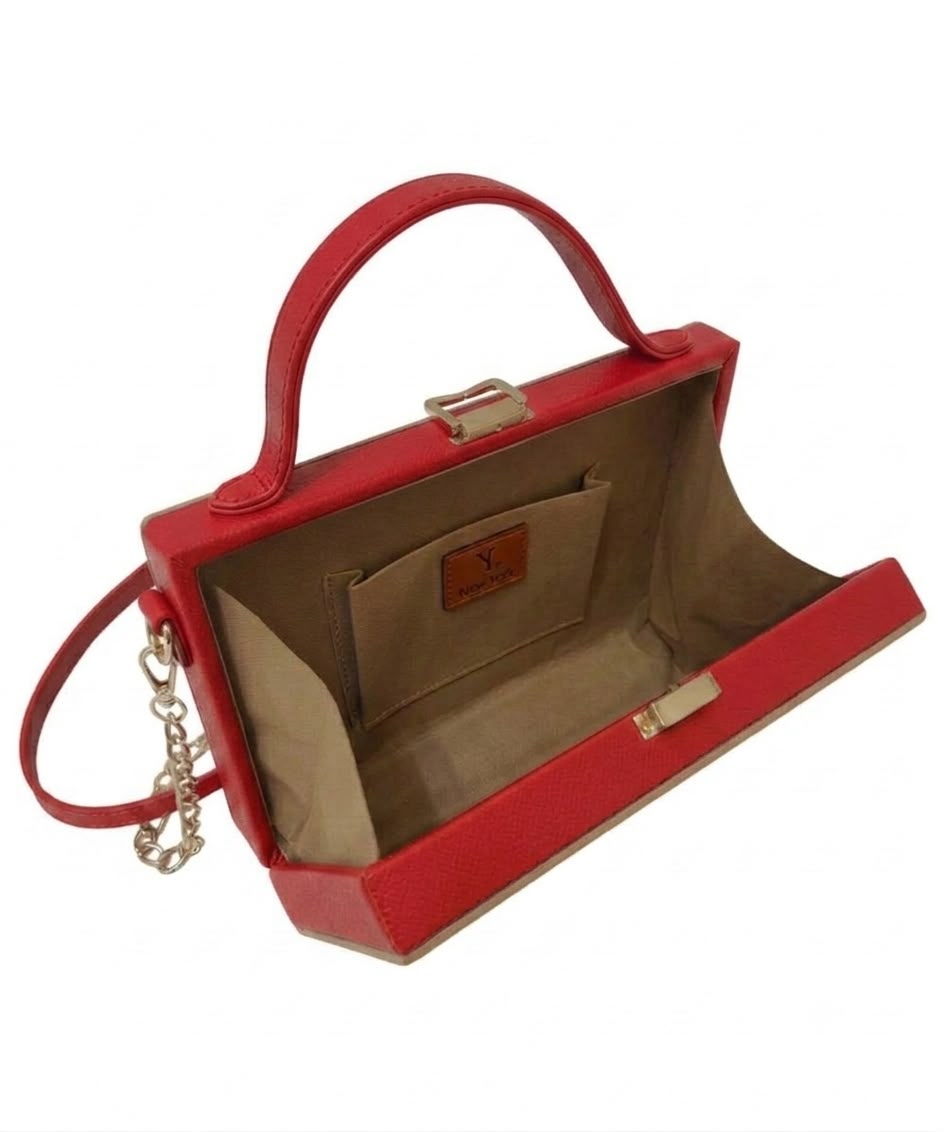 New Leaf Red Rectangle Box Sling – Plain Handcrafted Bag