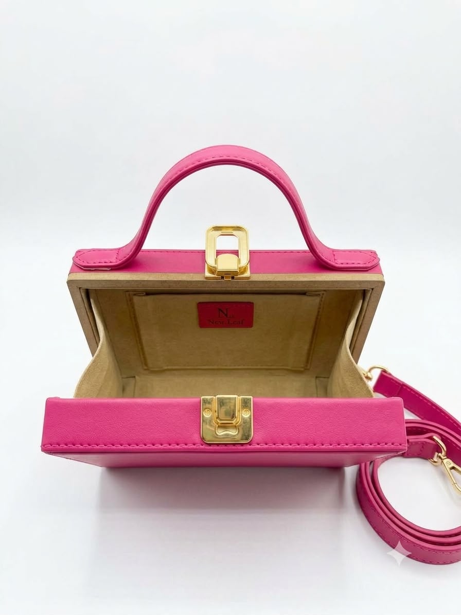 New Leaf Pink Rectangle Box Sling – Plain Handcrafted Bag