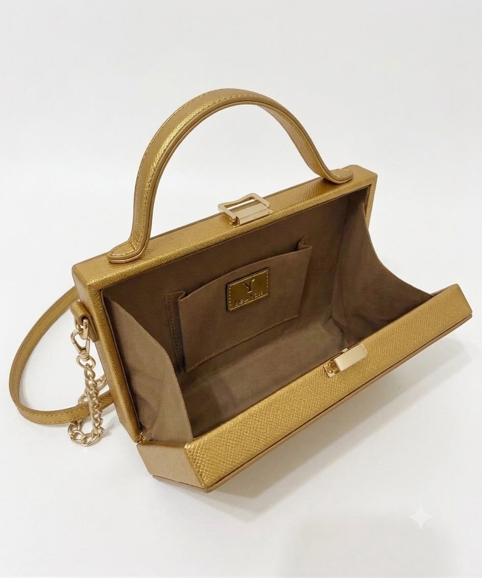 New Leaf Golden Rectangle Box Sling – Plain Handcrafted Bag